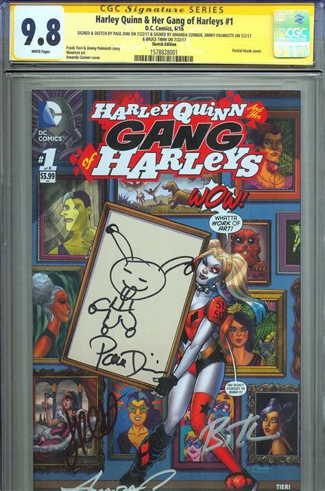 Paul Dini Sketch CGC SS 9.8 Harley Quinn Gang of Harleys #1 Signed Amanda Conner Jimmy Palmiotti ...