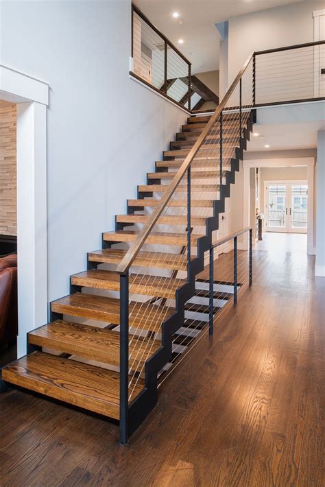 Zigzag Stairs and Cable Railing — Teaneck, NJ | Keuka Studios | Staircase design, Stair railing ...