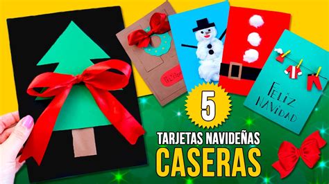 5 TARJETAS de NAVIDAD caseras fáciles para NIÑOS 🎄☃️ ️ MANUALIDADES navideñas fáciles - YouTube