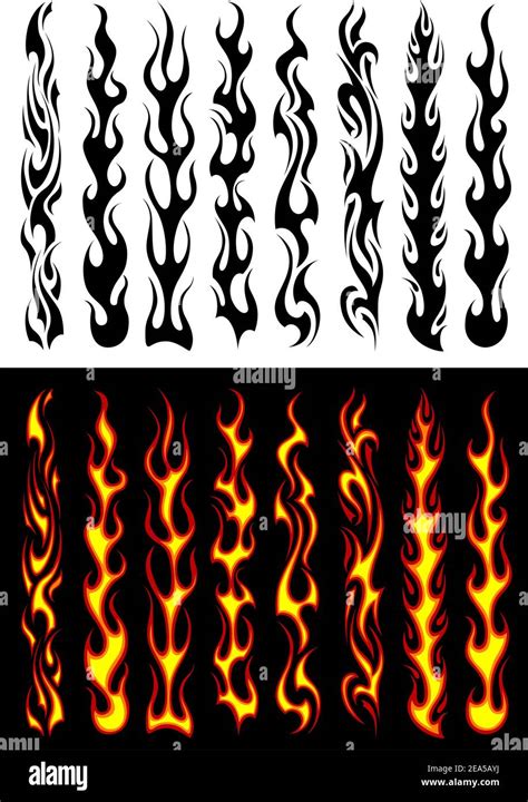 Set of orange and black tribal flames for tattoo design Stock Vector Image & Art - Alamy