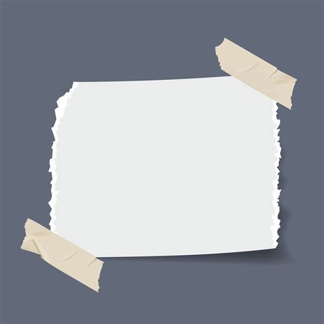 Note torn paper realistic vector illustration. Ripped paper with adhesive tape. Suitable for ...