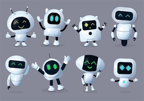 Premium Vector | Robots character vector set design Robotic characters isolated for robot cyborg ...