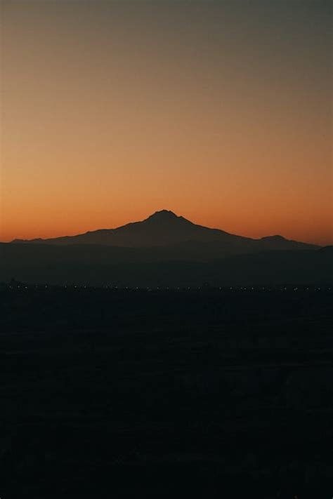 Silhouette of Mountain during Sunset · Free Stock Photo