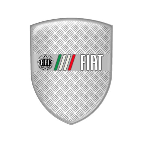 Fiat Silicone Emblem Steel Effect Italy Flag Old Logo | Domed Emblems | Stickers | X-Sticker