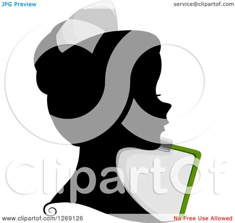 Clipart of a Silhouetted Black Nurse Woman's Face with a Colored Chart Clipboard - Royalty Free ...