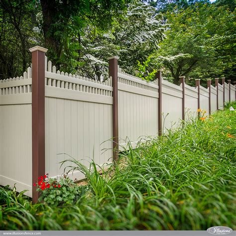 Vinyl Privacy Fence with Stepped Picket Top | Illusions Fence