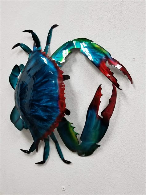 Handmade Aluminum Metal Crab Wall Art, Coastal Wall Decor, Ocean Art ...