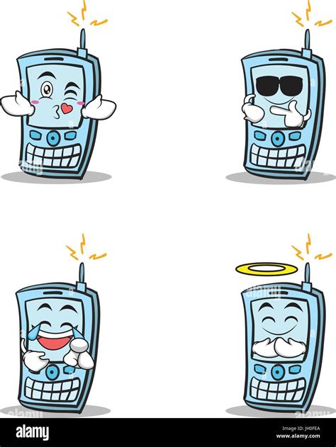 Collection of phone character cartoon style set Stock Vector Image ...