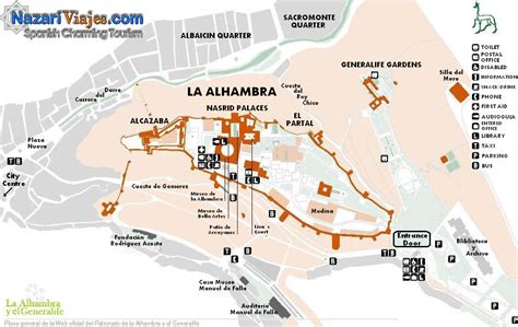 Map and plan of the Alhambra and the Generalife Gardens of Granada. Guided tours and tickets online