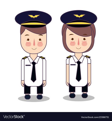 Kids in professions cartoon airplane pilot Vector Image