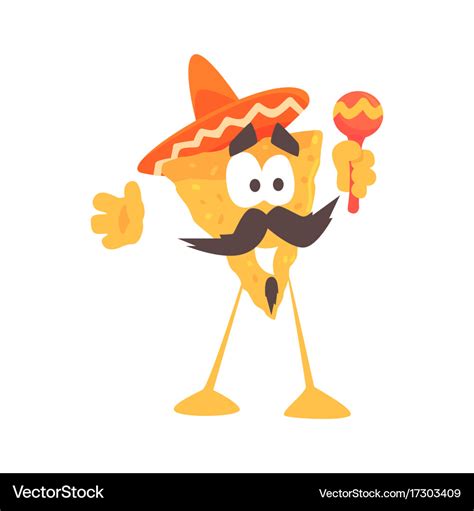 Funny cartoon mexican nachos chip character Vector Image