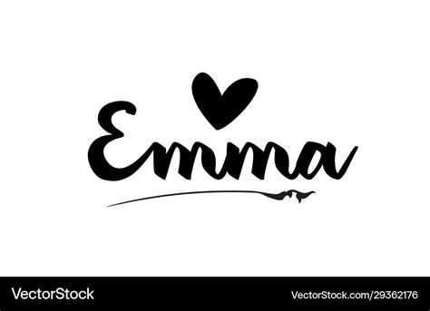 Emma name text word with love heart hand written Vector Image