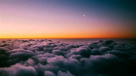 Sunset Horizon Above Clouds 4K Wallpapers | HD Wallpapers