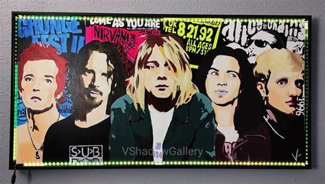 90s grunge band icons hand painted gallery wrapped canvas | Etsy