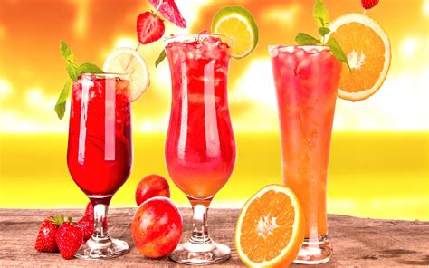 Three delicious fruit cocktails - summer drink