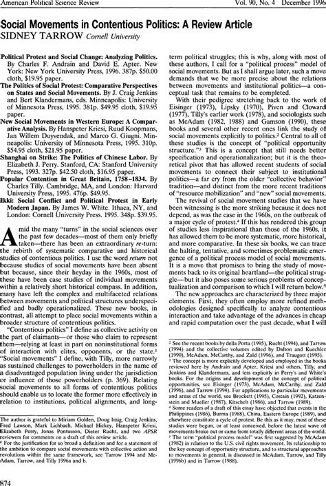 Social Movements in Contentious Politics: A Review Article | American ...