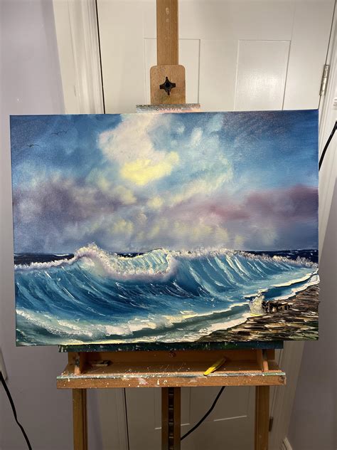 Bob Ross style seascape in oil : r/painting