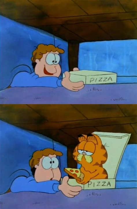 Title of the meme:Garfield eating jons pizza : r/InsiderMemeTrading