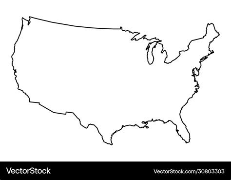 Usa outline map Royalty Free Vector Image - VectorStock