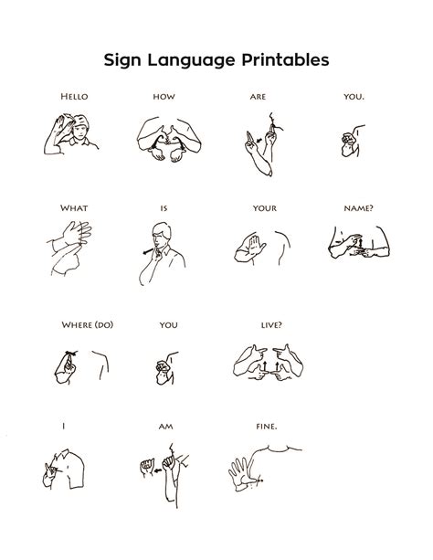 Free Printable Sign Language Words For Kids