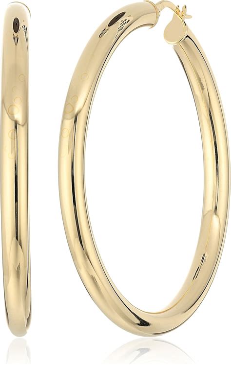 Amazon.com: 14k Yellow Gold Large 50 mm Round Tube Hoop Earrings: Jewelry