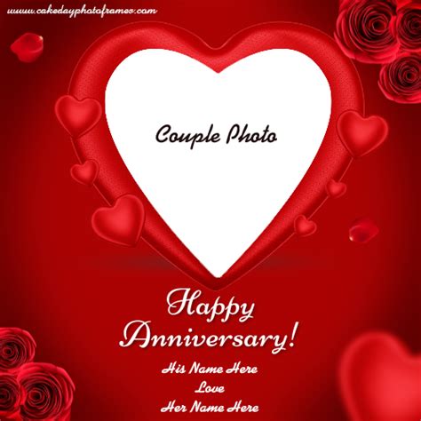 Happy anniversary greeting card with couple name and photo ...