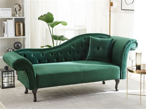 Right Hand Chaise Lounge Velvet Dark Green LATTES | Beliani.fi