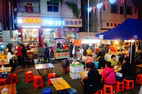 Shenzhen, China: Food Street at Night Landscape Editorial Stock Image - Image of tourists ...