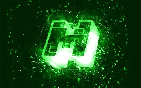 Download wallpapers Minecraft green logo, 4k, green neon lights, creative, green abstract ...