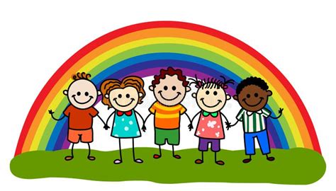 Rainbow kids stock vector. Illustration of stickfigure - 101553622