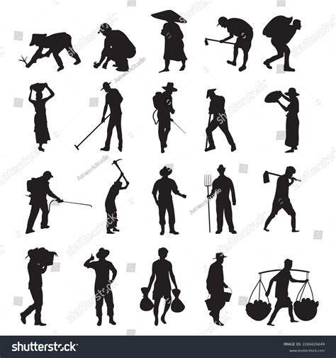 Set Farmer Silhouette Vector Illustration Stock Vector (Royalty Free) 2266626649 | Shutterstock