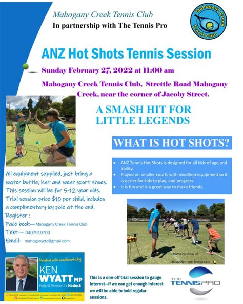 Hot Shots Tennis - Mahogany Creek Progress Association, Inc.