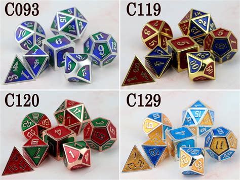 Dnd dice set / metal polyhedral dice set / rpg dice / rainbow | Etsy