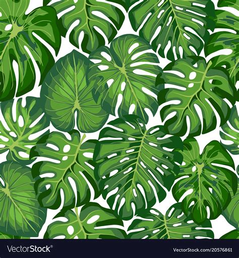 Pattern with tropical leaves Royalty Free Vector Image