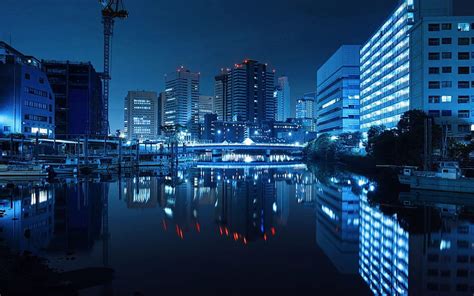 Midnight Blue Japanese Lake Japan City Sky Tokyo Night High Quality HD ...