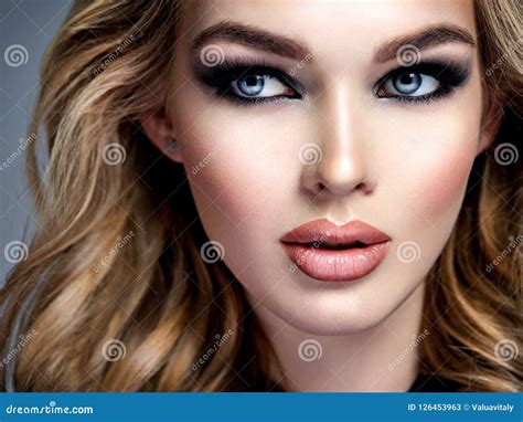 Beautiful Girl with Makeup in Style Smoky Eye Stock Image - Image of adult, beauty: 126453963