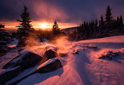 Snow Sunset Wallpapers on WallpaperDog