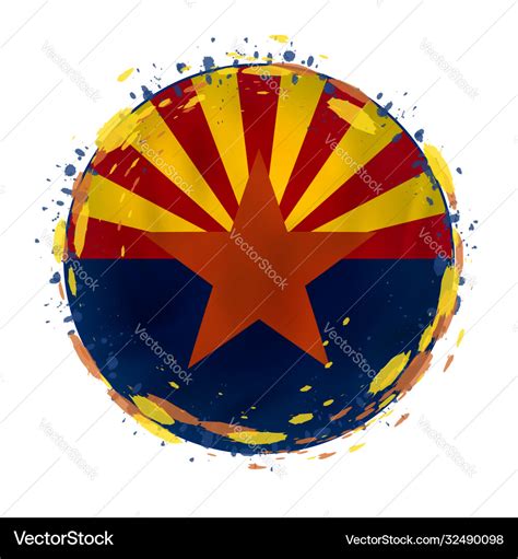 Round grunge flag arizona state Royalty Free Vector Image