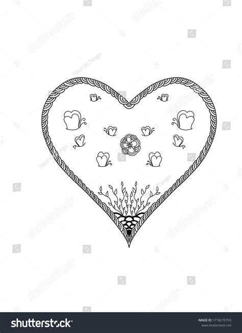 Heart Coloring Page Zentangle Lineart Stock Illustration 1718270755 | Shutterstock