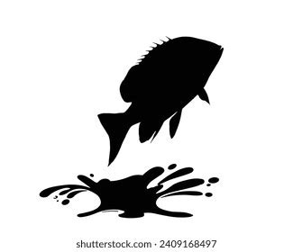 Jumping Fish Silhouette Collection Black Fish Stock Vector (Royalty ...