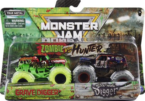 Monster Jam Zombie Digger Die-Cast Monster Truck 2-Pack, 1:64 Scale ...