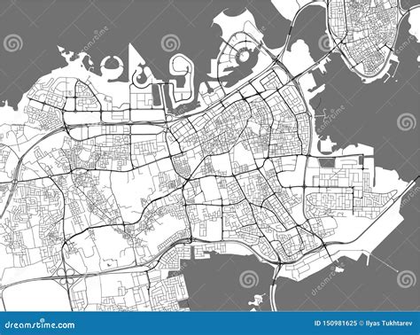 Map of the City of Manama, Kingdom of Bahrain Stock Vector ...