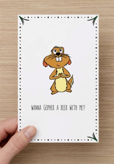 Gopher Card Funny Punny Greeting Cards animal Series by - Etsy