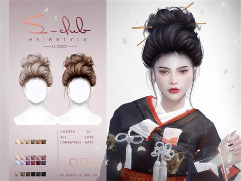 The Sims Resource - Japanese updo hairstyle (O-Ren)