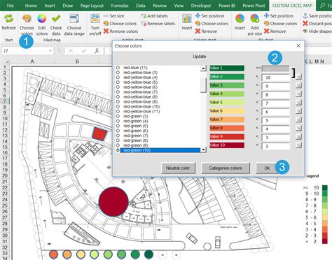 Create your custom filled map (choropleth map) for regions, warehouse, factory, process etc ...