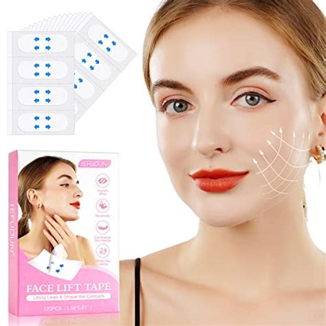 JYHSGD 120 Pcs Face Lift Tape,Lifting Lines & Shape the Contours,Invisible Face Lift Tape ...