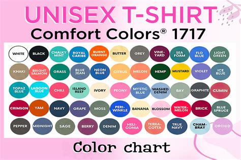 Comfort Colors 1717 Color Chart T-Shirt Gráfico por evarpatrickhg65 · Creative Fabrica