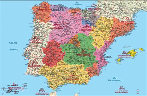 Mapas vectoriales de España, ciudades, CCAA, comarcas