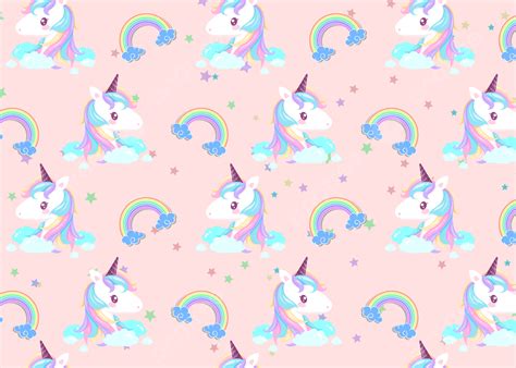 Cute Rainbow Unicorn Pattern Background, Desktop Wallpaper, Wallpaper, Cute Background Image And ...