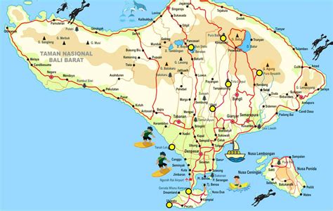 Bali Map provides complete Bali Tourism Maps as travel guides to covers the whole famous tourist ...